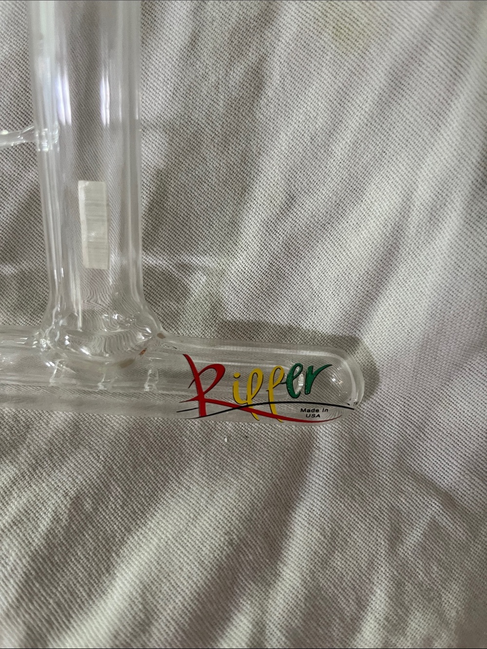 Clear Glass Ripper Water Piece - Multicolor Logo - Picture 3 of 3